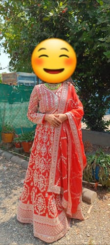 Customer photo review of Orange Color Foux Georgette Codeing Dori With Sequence Work Lehenga Choli
