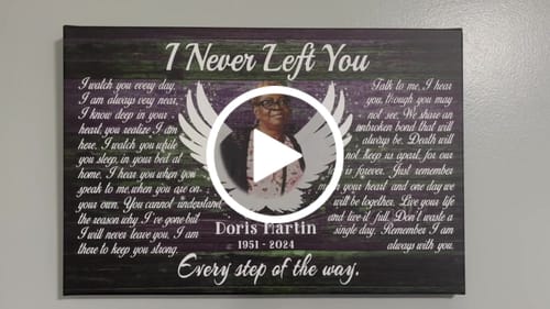 Customer video review of Personalized Canvas Prints, Custom Photo, Memorial Gifts, Sympathy Gifts, Angel Wings I Never Left You Love Dem Canvas