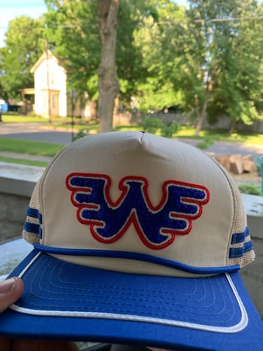 Customer photo review of Seager x Waylon Jennings Flying W Snapback Hat - Vintage White/Blue