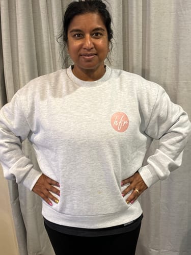 Customer photo review of Huffer Slouch Crew/Sign Off in Silver Marle