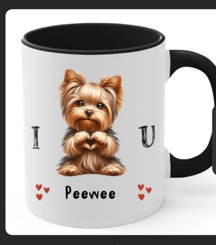 Customer photo review of Personalized Dogs Giving Heart Hand Mug