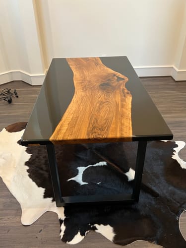 Customer photo review of Black Epoxy Computer Desk - Solid Walnut Wood Office Desk