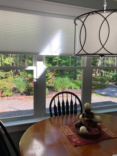 Customer photo review of SmartWings Motorized Light Filtering Cellular Shades Hazel