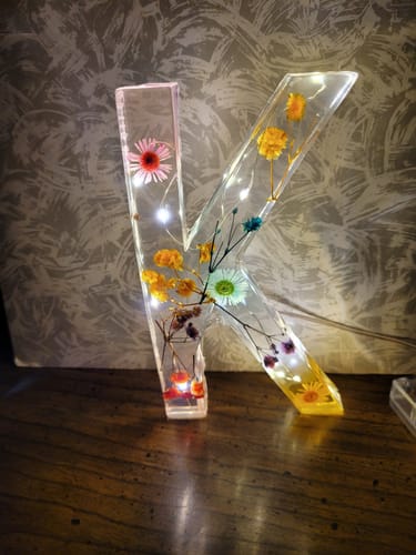 Customer photo review of Dried Flower Letters Night Light