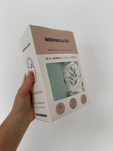 Customer photo review of Pack 2 Muselinas Turquesa + Hojas 70% Bamboo +30 % Algodón Nenina & Co