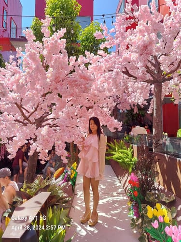 Customer photo review of Pink Sweet Panel Ruffle Halter Dress