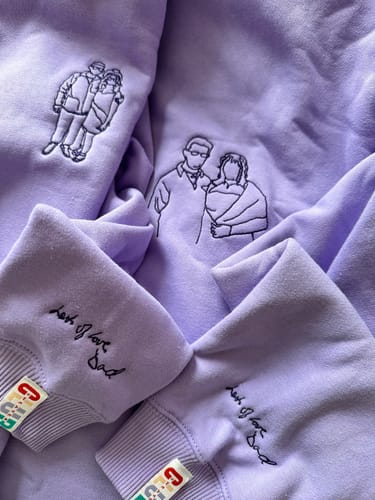 Customer photo review of Custom Line Drawing OVERSIZED Custom Sweaters.