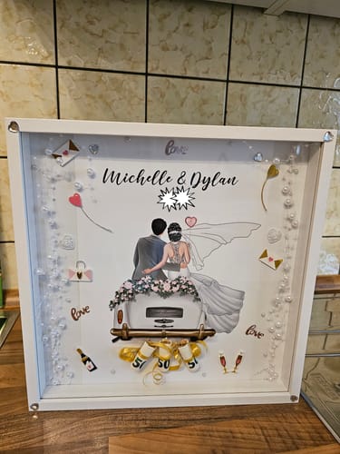 Kundenbewertung mit Foto zu "Just Married" - Personalisiertes Poster als Geldgeschenk