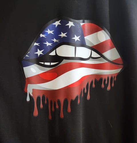 Customer photo review of Dripping Lips 4th Of July DTF Heat Transfer, Independence Day Design, Fourth Of July DTF