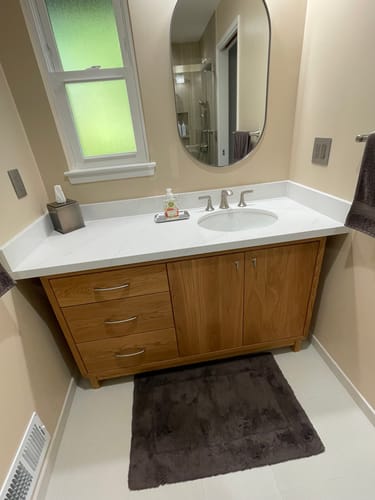 Customer photo review of Modern Wood Vanity / Offset Single Sink