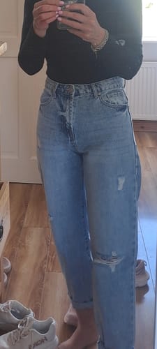 Customer photo review of Lora Blue High Waist Mom Jeans