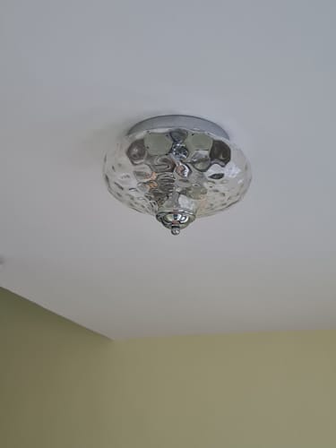 Customer photo review of Hammered Glass Bowl Ceiling Light in Chrome