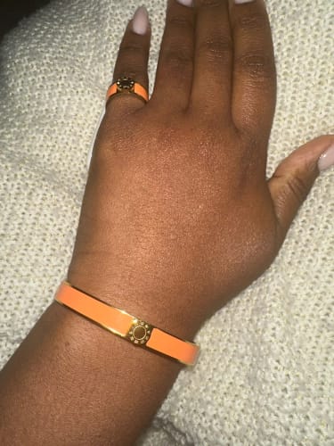 Customer photo review of JINHUI Stainless Steel Enamel Bangle Ring Set for Women Round Roman Numerals Bracelet Gold Color Trend New Bangles Jewelry Set