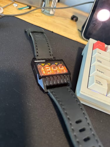 Customer photo review of Nixie Tube Watch 'Futuristic Numitron'
