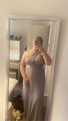 Customer photo review of Cross Neck Pleated Waist Chiffon Bridesmaid Dress - Lilac