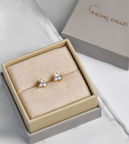 Customer photo review of Trinity Moissanite Sleep Stud Earrings