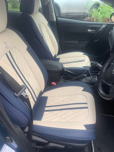 Customer photo review of Beige & Blue Ultra Car Seat Covers