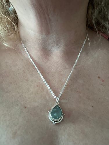 Customer photo review of Aquamarine Teardrop Pendant Necklace Sterling Silver
