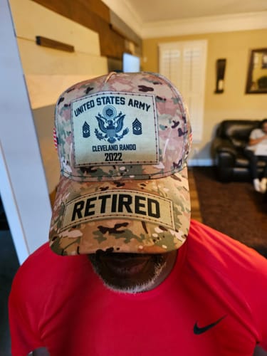 Customer photo review of Personalized Cap for Veteran with Military Insignia - United States