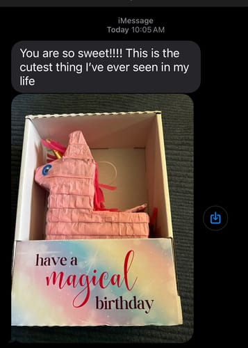 Customer photo review of Magical Birthday Piñatagram