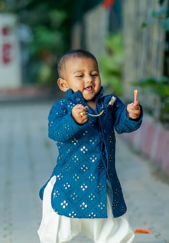 Customer photo review of Teal Blue Mirror Embroidery Kurta Set