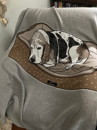 Customer photo review of Plain Dog - Custom Knitted Blanket