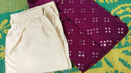 Customer photo review of Purple Mirror Embroidery Kurta Set