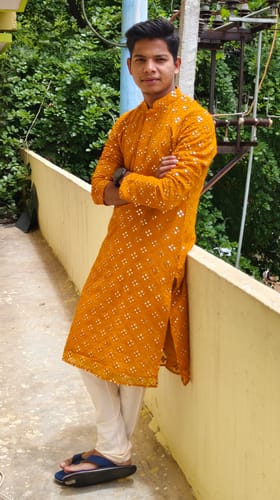 Customer photo review of Mustard Mirror Embroidery Kurta Set