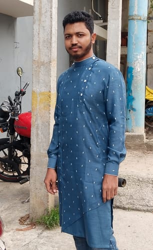 Customer photo review of Denim Blue Design Asymmetrical Kurta Set