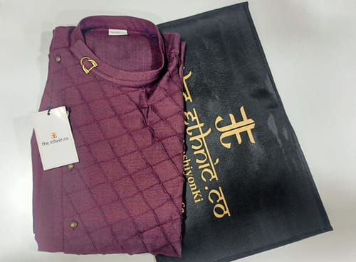 Customer photo review of Wine Angrakha Kurta Set