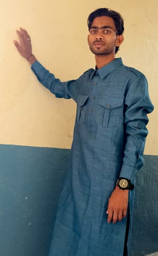 Customer photo review of Denim Blue Cotton Pathani With Salwar