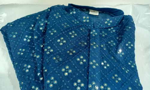 Customer photo review of Blue Mirror Embroidery Kurta Set