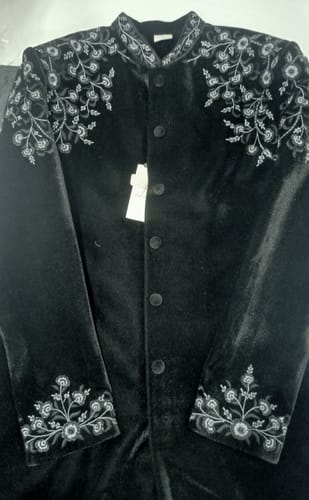 Customer photo review of Black velvet embroidery Achkan