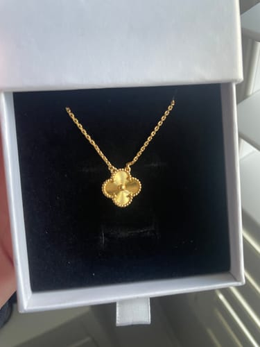 Customer photo review of Camilla Necklace — Gold Guilloché