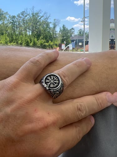 Customer photo review of Jörmungandr’s Reminder - Stainless Steel Viking Compass Ring