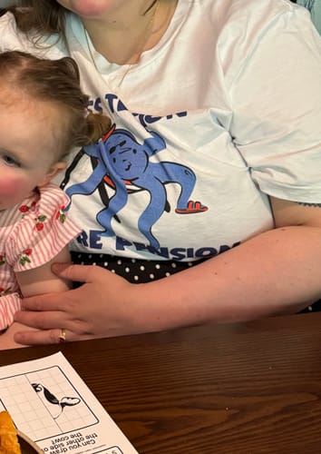 Customer photo review of Less Tension More Pension Tee