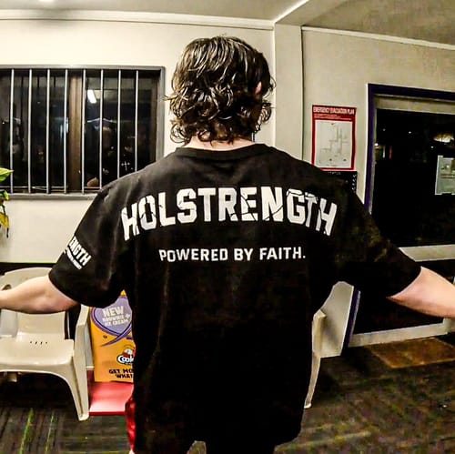 Customer photo review of Powered By Faith Oversized Tee