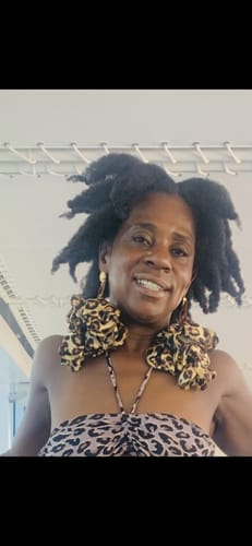 Customer photo review of Nonso Square Top Flower Petal Earrings - Prints