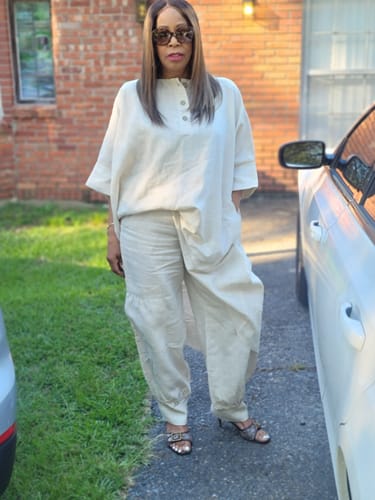 Customer photo review of Two Pieces Wide Linen Set Alison