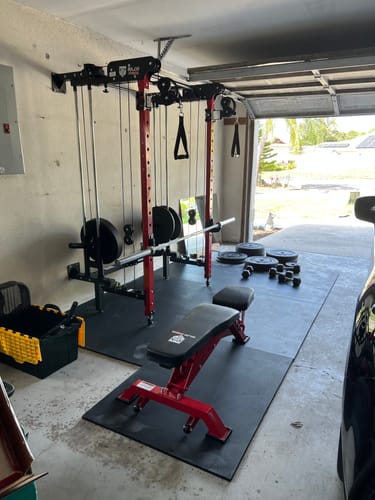 Customer photo review of Major Fitness F35 All-In-One Home Gym Wall-Mount Folding Power Rack