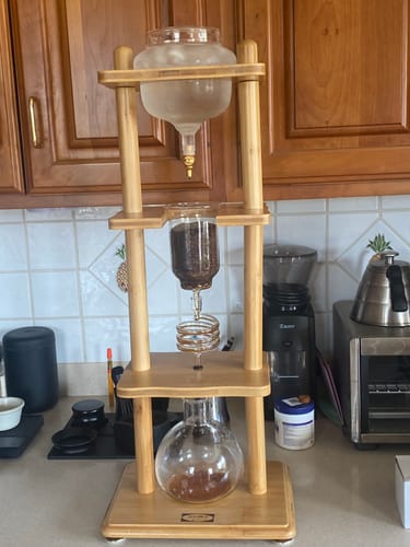 Customer photo review of Yama Cold Drip Tower 6-8 Cup Bamboo Straight Frame (32oz)