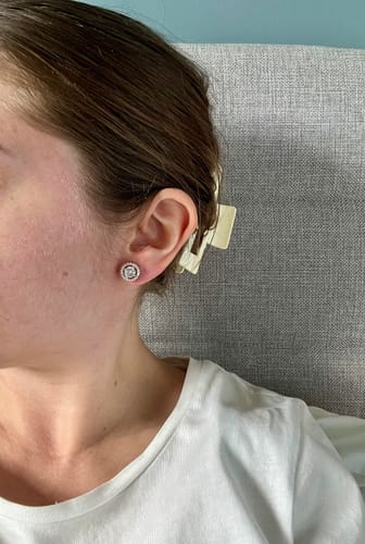 Customer photo review of Silver Cubic Zirconia Stud Earrings