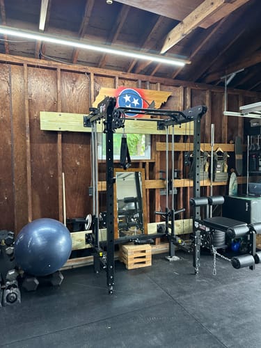 Customer photo review of Major Fitness F35 All-In-One Home Gym Wall-Mount Folding Power Rack