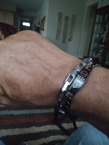 Customer photo review of Custom Stainless Steel Link Bracelet for Men
