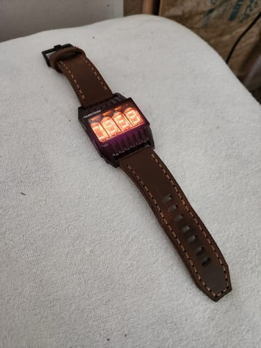 Customer photo review of Nixie Tube Watch 'Futuristic Numitron'