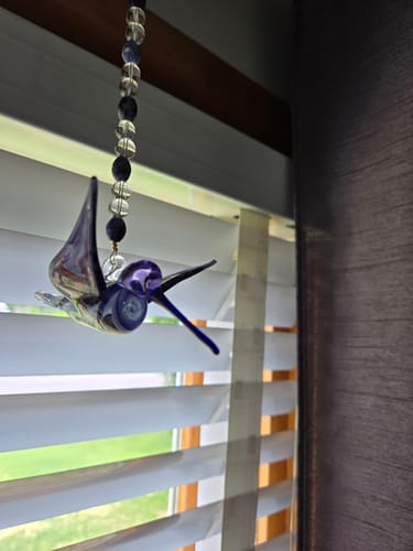 Customer photo review of Blue and Purple Glass Hummingbird with Infused Ash