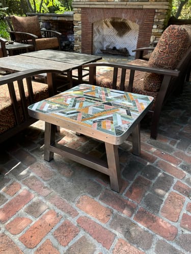 Customer photo review of A-Frame Table & Bench Leg - 2" x 2" Tube Steel - Raw Steel Finish