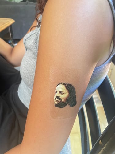 Customer photo review of Custom Photo Face Temporary Tattoo