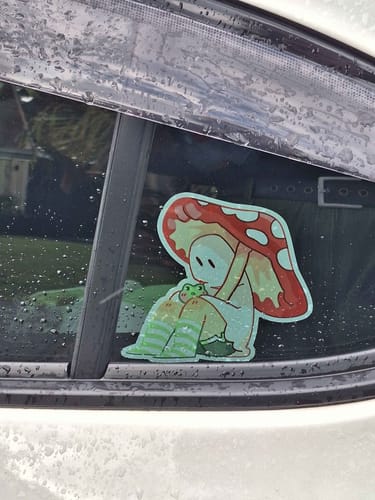 Customer photo review of Red Mushroom Ghost Static Cling