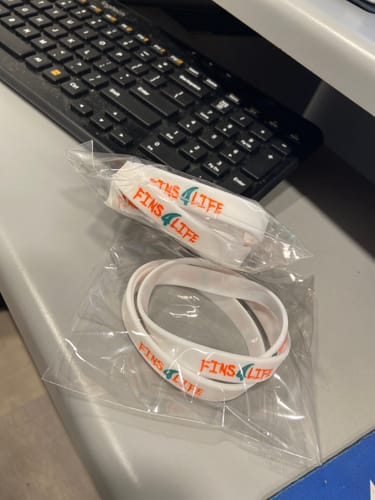 Customer photo review of Fins4life Debossed Silicone Bracelet